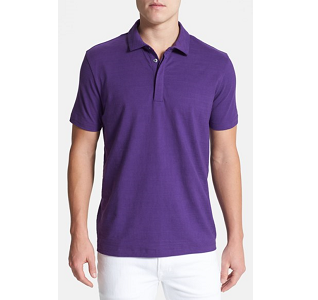 'Vito' Pima Cotton Polo - Purple Flame